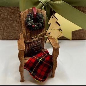 Adirondack chair with fishing basket ornament
